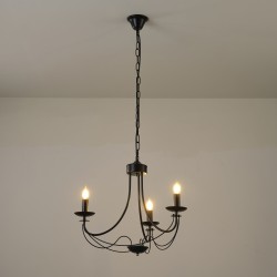 ΦΩΤΙΣΤΙΚΟ ΚΡΕΜΑΣΤΟ ΜΕΤΑΛΛΟ 3ΦΩΤΟ 3XE27 Max 15w 470X600mm ΜΑΥΡΟ ΔΙΑΦΑΝΕΣ ΓΥΑΛΙ ARTE ILLUMINA KRISTALLO