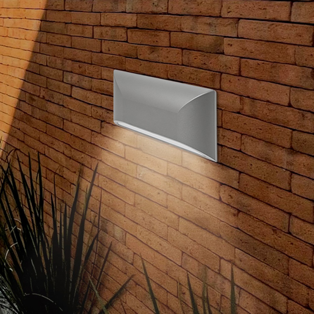ΑΠΛΙΚΑ ΤΟΙΧΟΥ LED SLIM 6W IP65 220-240V 4000K 220X51X113mm ΓΚΡΙ PRO ARTE ILLUMINA