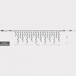 ΒΡΟΧΗ Με 288 LED 3mm ΘΕΡΜΟ ΛΕΥΚΟ, 4 ΕΠΕΚΤΑΣΕΙΣ ΩΣ 3 ΣΕΤ ΚΑΙ ΔΙΑΦΑΝΟ PVC ΚΑΛΩΔΙΟ 600x60cm ΙΡ44