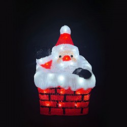 Ακρυλικός Άι Βασίλης-Καμινάδα, 50 LED ΛΕΥΚΑ IP44 23,5*23,5*35cm