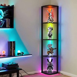 Φωτιστικό LED και Ραφιέρα Δαπέδου HOUSTON Μαύρο- Atman