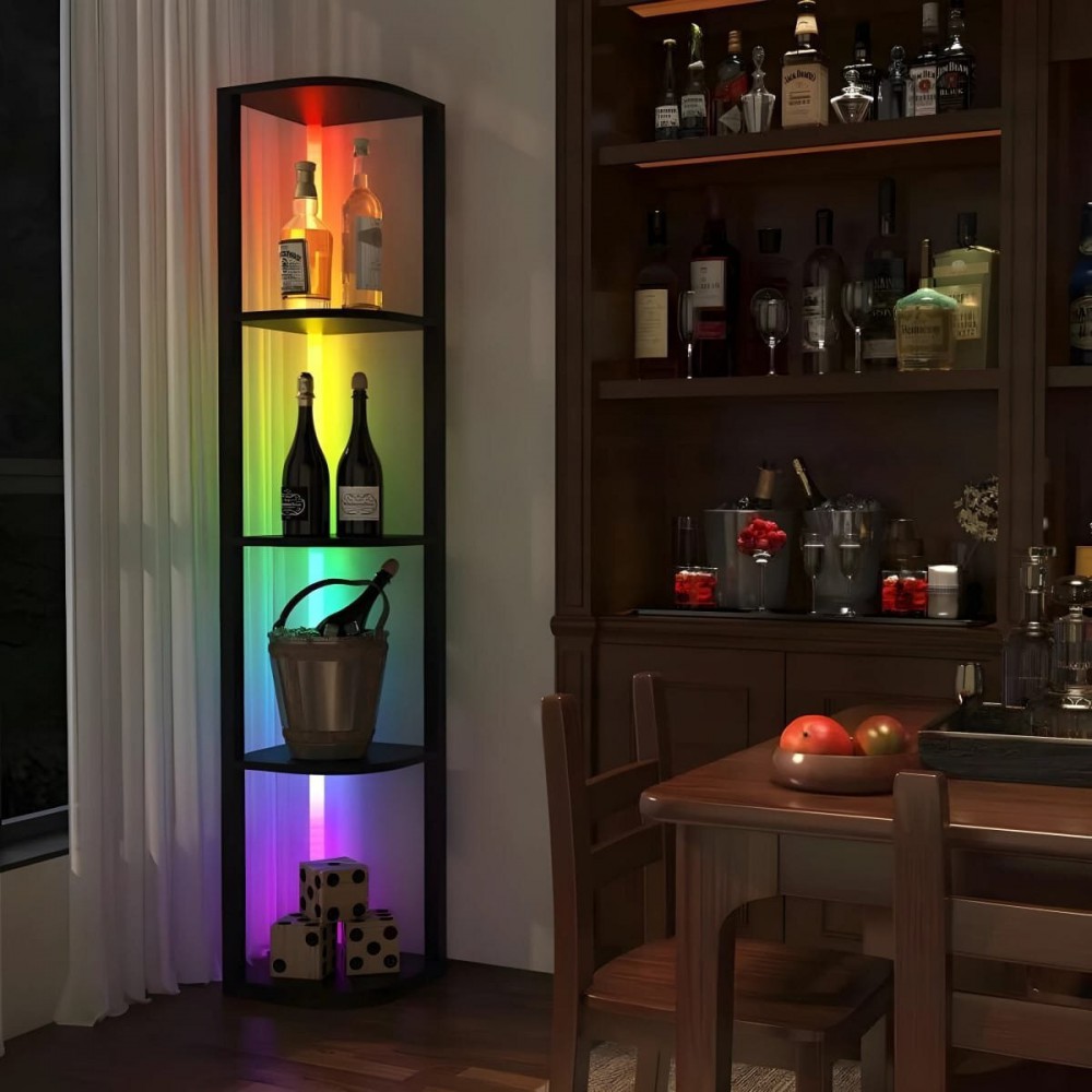 Φωτιστικό LED και Ραφιέρα Δαπέδου HOUSTON Μαύρο- Atman