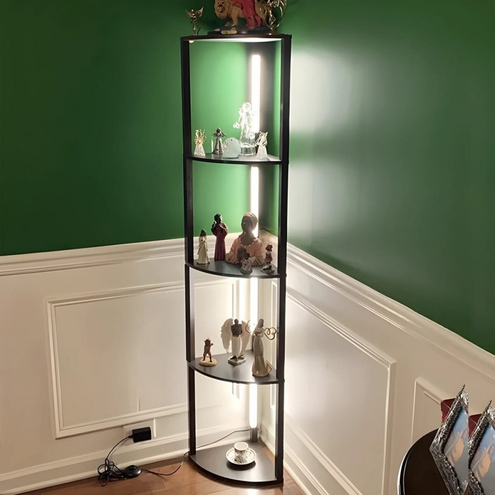 Φωτιστικό LED και Ραφιέρα Δαπέδου HOUSTON Μαύρο- Atman