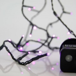 ΣΕΙΡΑ 100 LED ΜΕ 8 ΠΡΟΓΡΑΜΜΑΤΑ & ΜΝΗΜΗ, ΠΡΑΣΙΝΟ PVC ΚΑΛΩΔΙΟ, ΜΩΒ LED, ΑΝΑ 5cm ΙΡ44 Magic Christmas