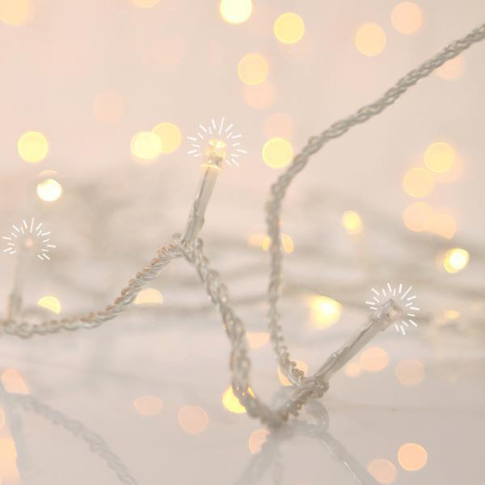 Σειρά 700 Flash LED 5mm Aνα 10cm,4 Επέκταση Εως 2 Σετ Διάφανο Κάλωδιο Θερμά Λευκά LED ΙΡ44