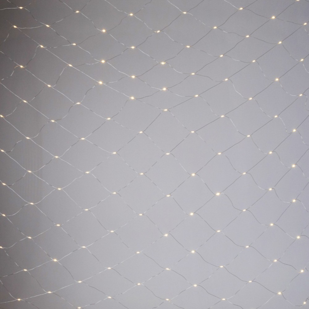 Κουρτίνα Δίχτυ 150 Mini LED 2x2.5m Επεκτεινόμενη Με Διάφανο Καλώδιο Θερμό Λευκό IP44  Magic Christmas