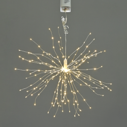  Χριστουγεννιάτικα Λαμπάκια Πυροτέχνημα 150 Led, Ασημί Καλώδιο Με Μπαταρία 2,25W