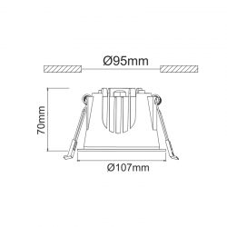 LED ΛΕΥΚΟ ΧΩΝΕΥΤΟ ΦΩΤΙΣΤΙΚΟ 20W 6500K 2300Lm 40° IP44 230V AC Ra80 Φ107*70MM 5YRS ACA