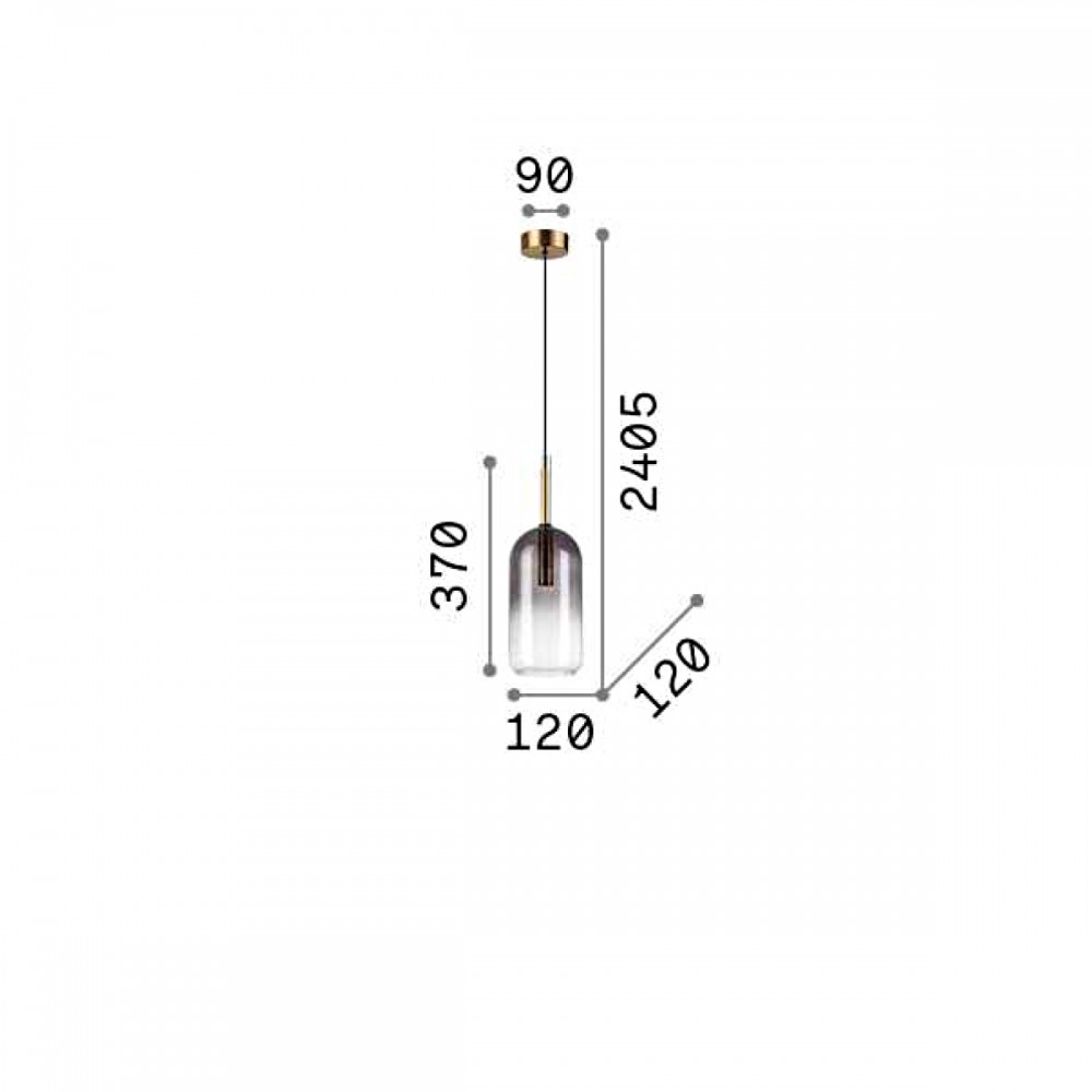 Φωτιστικό οροφής κρεμαστό με γυαλί φιμέ ντεγκραντέ ∅12cm Empire sp1 cilindro - IDEAL LUX