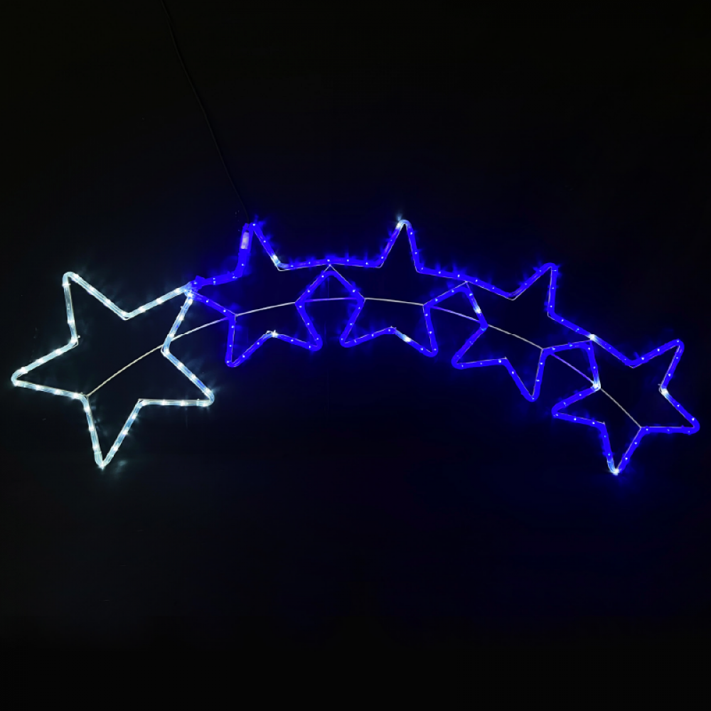 5 STARS 144 LED 6m  ΦΩΤΟΣΩΛΗΝΑ ΛΕΥΚΟ & ΜΠΛΕ FLASH IP65, 150*50cm