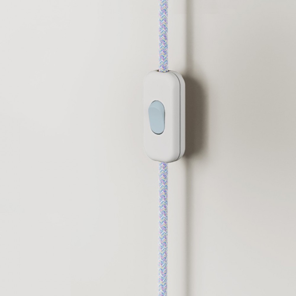 Ξύλινο Φωτιστικό Τοίχου με Κρεμαστό Μεταλικό Απαλό Γαλάζιο Ντουί Με Λάμπα