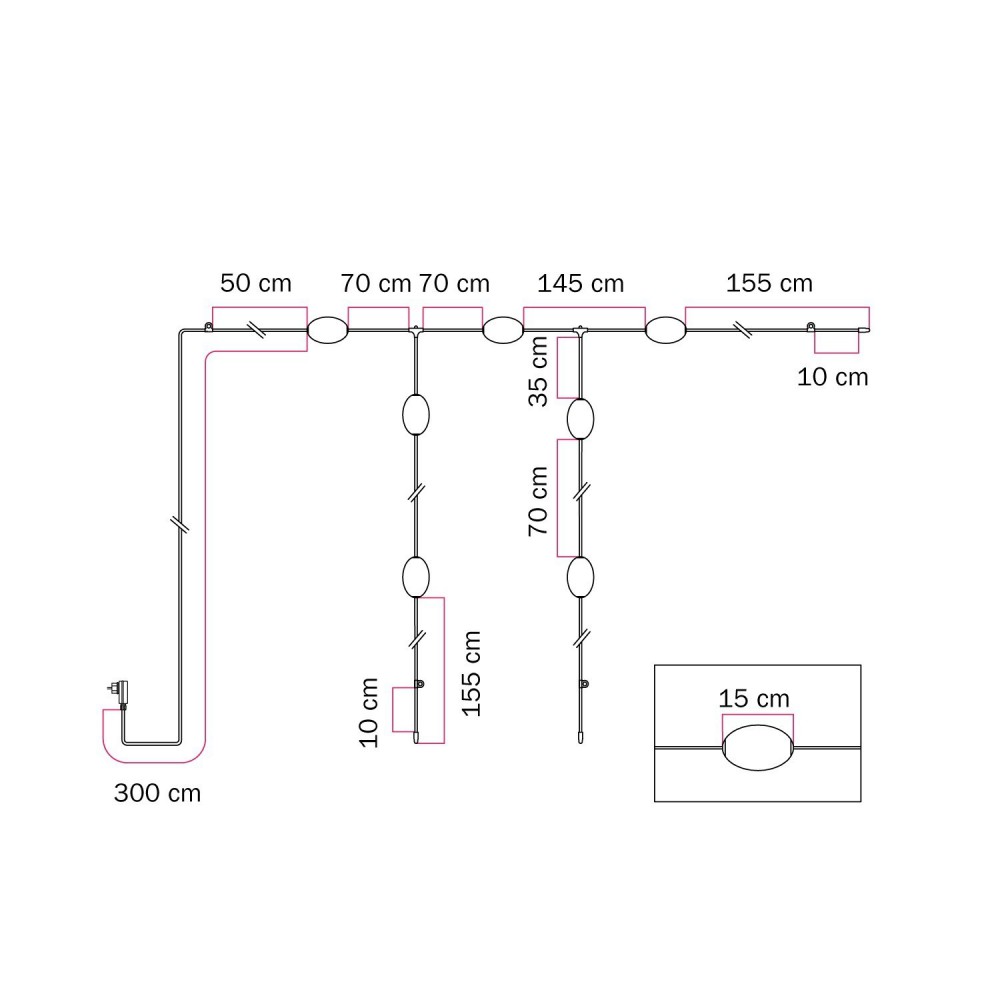 Αλυσίδα φωτισμού εξωτερικού χώρου πλέγμα με 7 σημεία φωτισμού IP67 - Marina GRID