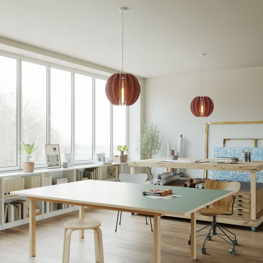 Κρεμαστό φωτιστικό με ελλειπτικό αμπαζούρ LAMPSHHADE Ροζ - Made in Italy - Creative Cables