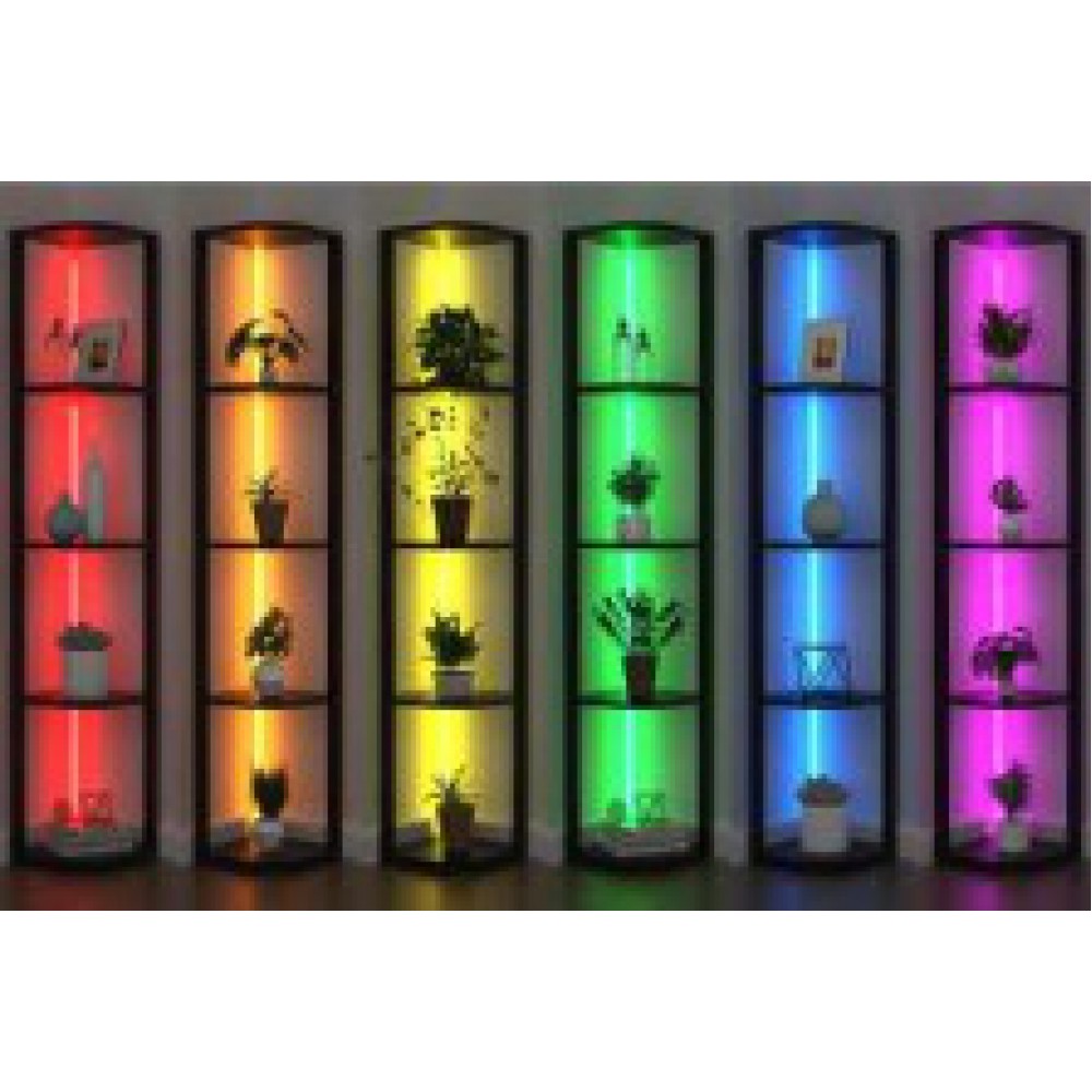 Φωτιστικό LED και Ραφιέρα Δαπέδου HOUSTON Μαύρο- Atman