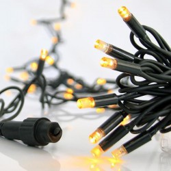 100 LED Σε Σειρά Με 3 Επέκτάσεις Ως 9 Σετ, Καουτσούκ Πράσινο Καλώδιο Αδιάβροχα IP65 - Θερμό Λευκό 