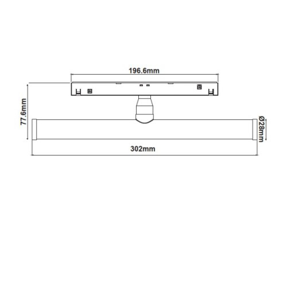 ΛΕΥΚΟ ΜΑΤ ΜΑΓΝΗΤΙΚΟ ΦΩΤΙΣΤΙΚΟ 48V DC 6W 4000K 600LM 150° Χ 100° OSRAM RA90 Φ28Χ300MM