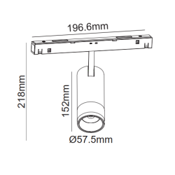 ΜΑΥΡΟ ΜΑΤ ΜΑΓΝΗΤΙΚΟ ZOOMABLE ΣΠΟΤ 48V DC 20W 4000K 1680LM MAX. 20-50° OSRAM RA90 Φ58*152MM