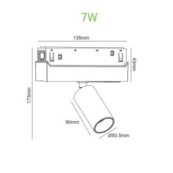 ΜΑΥΡΟ ΜΑΤ ΜΑΓΝΗΤΙΚΟ ΣΠΟΤ 48V DC 7W 4000K 600LM 36° OSRAM RA90 Φ50*90MM