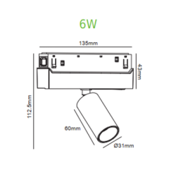 ΜΑΥΡΟ ΜΑΤ ΜΑΓΝΗΤΙΚΟ ΜΙΝΙ ΣΠΟΤ 48V DC 6W 4000K 640LM 24° OSRAM RA90 Φ30*60MM