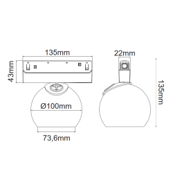 ΜΑΥΡΟ ΜΑΤ ΜΑΓΝΗΤΙΚΟ ΣΠΟΤ 48V DC 12W 4000K 1050LM 36° OSRAM RA90 Φ100*134MM