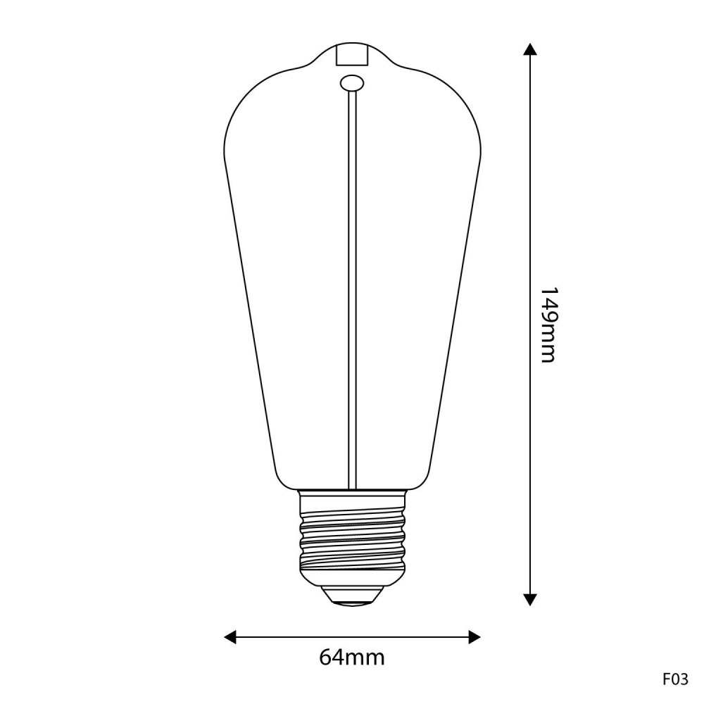 LED Λαμπτήρας Μαγνητικού Νήματος F03 Αχλάδι ST64 Φιμέ 2,2W 60Lm E27 1800K