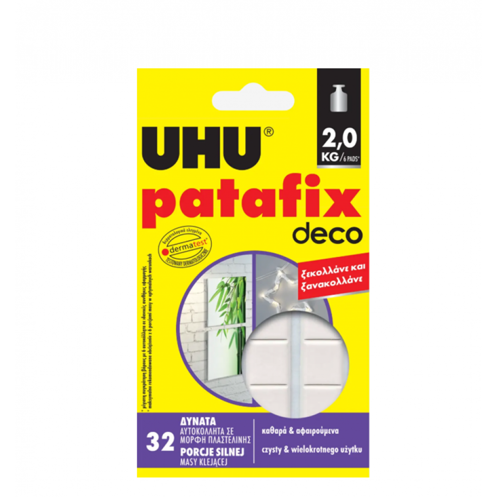 ΑΥΤΟΚΟΛΛΗΤΑ ΔΙΠΛΗΣ ΟΨΗΣ PATAFIX DECO 32ΤΕΜ UHU
