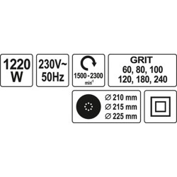 ΤΡΙΒΕΙΟ ΤΟΙΧΟΥ 1220W/225ΜΜ YT-82340