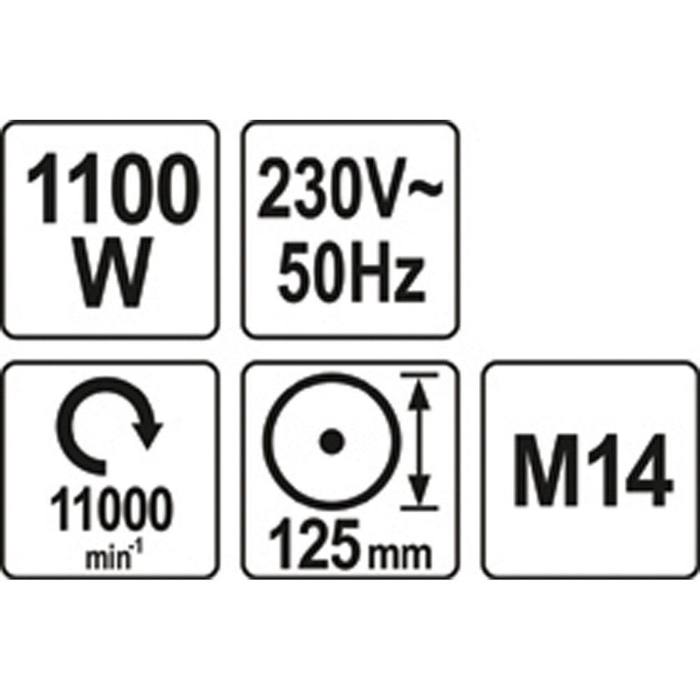 ΓΩΝΙΑΚΟΣ ΤΡΟΧΟΣ 1100W 125MM YT-82100
