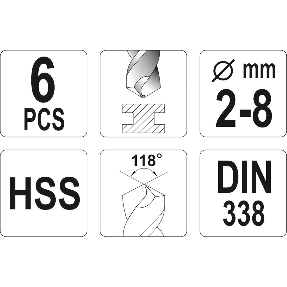 ΤΡΥΠΑΝΙΑ ΣΕΤ HSS 6 (2-8) ΤΜΧ. YT-4460