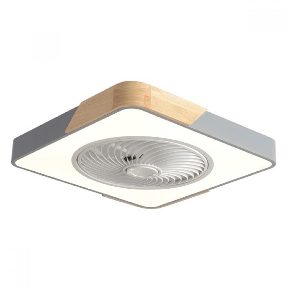 ΑΝΕΜΙΣΤΗΡΑΣ ΠΛΑΦΟΝΙΕΡΑ ΟΡΟΦΗΣ ΤΕΤΡΑΓΩΝΟΣ ΓΚΡΙ ΜΕ ΞΥΛΟ Φ50 DC ΜΟΤΕΡ 15W ME LED ΦΩΣ 41W EUROLAMP