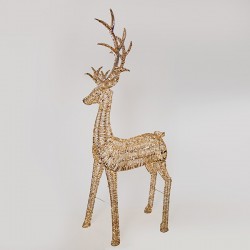 ΦΩΤΙΖΟΜΕΝΟ ΧΡΥΣΟ ΕΛΑΦΙ 270cm, 5200 MINI LED, 31V METAΣΧΗΜΑΤΙΣΤΗ, 8 ΠΡΟΓΡΑΜΜΑΤΑ, ΑΣΗΜΙ ΧΑΛΚΙΝΟ ΚΑΛΩΔΙΟ, ΧΡΥΣΟΣ ΜΕΤΑΛΛΙΚΟΣ ΣΚΕΛΕΤΟΣ, ΘΕΡΜΟ ΛΕΥΚΟ LED, ΠΡΟΕΚΤΑΣΗ ΠΑΡΟΧΗΣ 5m, IP44