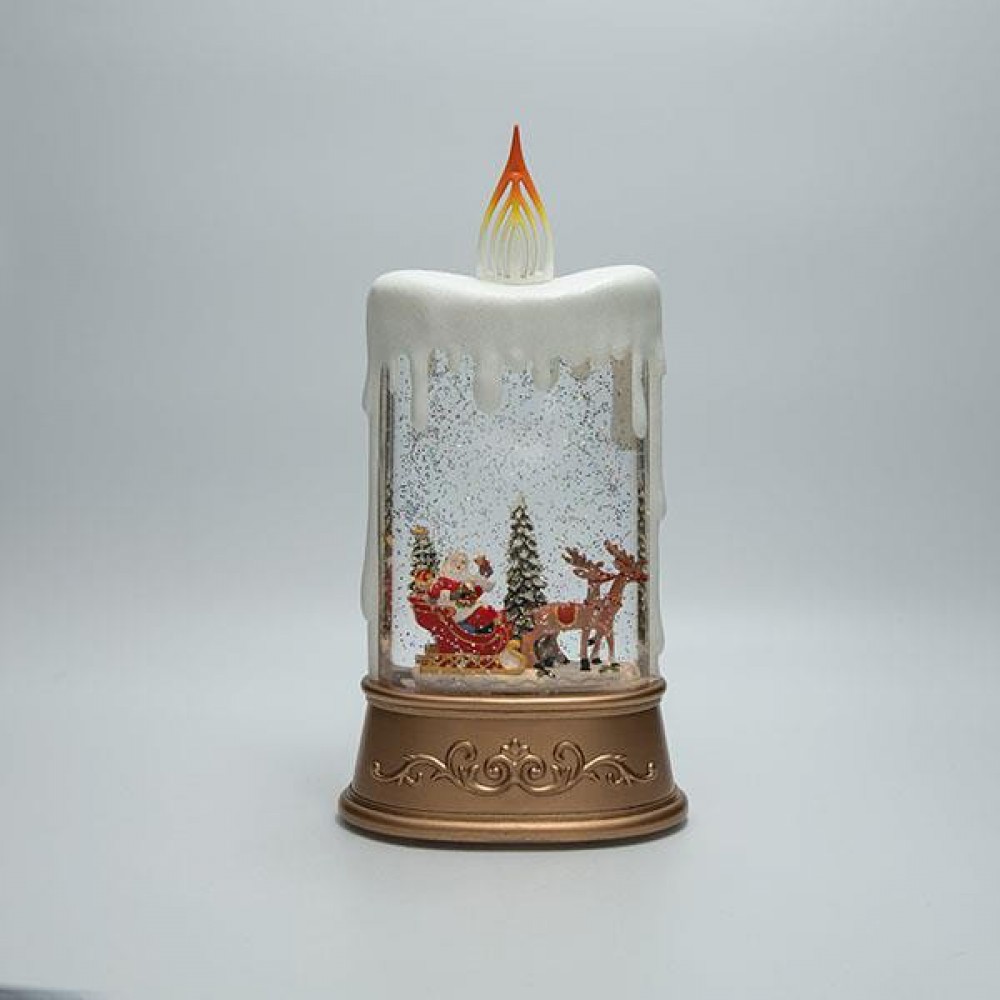 ΕΠΙΤΡΑΠΕΖΙΟ ΔΙΑΚΟΣΜΗΤΙΚΟ ΣΕ ΣΧΗΜΑ ΚΕΡΙΟΥ, ΜΕ ΑΓΙΟ ΒΑΣΙΛΗ ΚΑΙ ΕΛΚΥΘΡΟ, ΜΕ ΝΕΡΟ ΣΤΟ ΕΣΩΤΕΡΙΚΟ, ΦΩΤΙΖΟΜΕΝΟ, ΜΠΑΤΑΡΙΑΣ, TIMER, 15.5x9.5x30cm