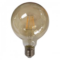 ΛΑΜΠΑ LED ΓΛΟΜΠΟΣ G125 FILAMENT 8W Ε27 2400K 220-240V GOLD GLASS DIMMABLE