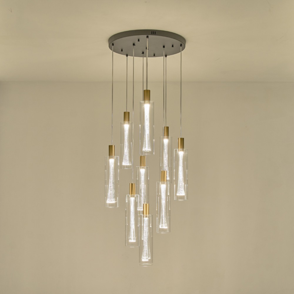 ΚΡΕΜΑΣΤΟ ΦΩΤΙΣΤΙΚΟ 9 ΦΩΤΟ ΓΥΑΛΙ 60W 3000K 7200lm Φ300mm ARTE ILLUMINA VIAL