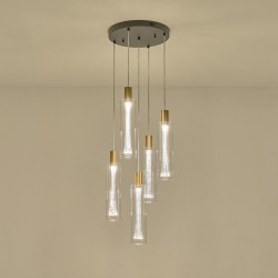 ΚΡΕΜΑΣΤΟ ΦΩΤΙΣΤΙΚΟ 5 ΦΩΤΟ ΓΥΑΛΙ 38W 3000K 4400lm Φ350x1930mm ARTE ILLUMINA VIAL