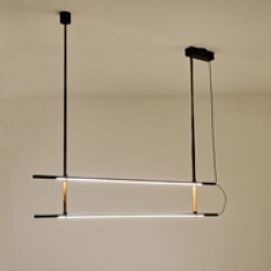 ΦΩΤΙΣΤΙΚΟ ΚΡΕΜΑΣΤΟ LED 2x20W 3000K 4100lm 1400X60X1200mm  ΜΕΤΑΛΛΟ -ΔΕΡΜΑ  ΜΑΥΡΟ ARTE ILLUMINA LINEA