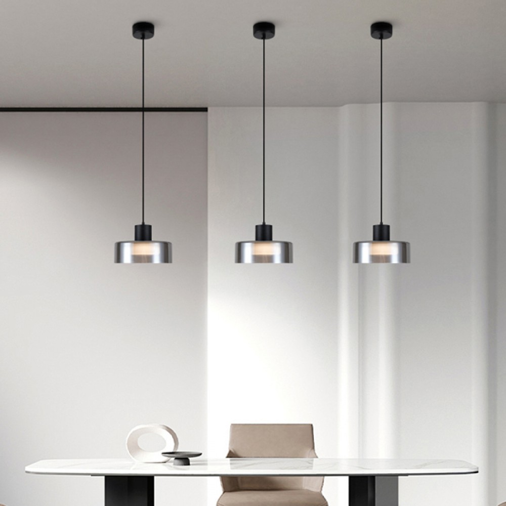 ΦΩΤΙΣΤΙΚΟ ΚΡΕΜΑΣΤΟ ΜΕΤΑΛΛΟ ΜΕ ΓΥΑΛΙ LED 8W 3000Κ 624lm 200X115mm ΓΥΑΛΙ ΜΑΥΡΟ ΓΚΡΙ ARTE ILLUMINA NIMBUS