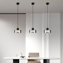 ΦΩΤΙΣΤΙΚΟ ΚΡΕΜΑΣΤΟ ΜΕΤΑΛΛΟ ΜΕ ΓΥΑΛΙ LED 8W 3000Κ 624lm 200X115mm ΓΥΑΛΙ ΜΑΥΡΟ ΓΚΡΙ ARTE ILLUMINA NIMBUS