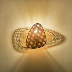 ΑΠΛΙΚΑ ΤΟΙΧΟΥ ΡΑΤΤΑΝ 1XE27 MAX 15W 430Χ300mm ΚΑΦΕ - ΜΑΥΡΟ  ARTE ILLUMINA KAI