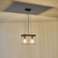 ΦΩΤΙΣΤΙΚΟ ΚΡΕΜΑΣΤΟ ΔΙΦΩΤΟ ΜΑΥΡΟ - ΚΑΦΕ  2XΕ27 Max 15W 300X125X1230mm ΞΥΛΙΝΟ & ΜΕΤΑΛΛΙΚΟ ARTE ILLUMINA MULTIPLA