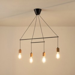 ΦΩΤΙΣΤΙΚΟ ΚΡΕΜΑΣΤΟ ΤΕΤΡΑΦΩΤΟ 4XΕ27 930X120X1180mm ΞΥΛΙΝΟ&ΜΕΤΑΛΛΙΚΟ ΜΑΥΡΟ ARTE ILLUMINA EDISON