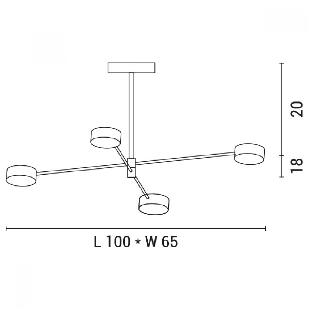 ΦΩΤΙΣΤΙΚΟ ΚΡΕΜΑΣΤΟ 4ΦΩΤΟ LED 48W 100X65X10 ΧΡΥΣΟ - EUROLAMP
