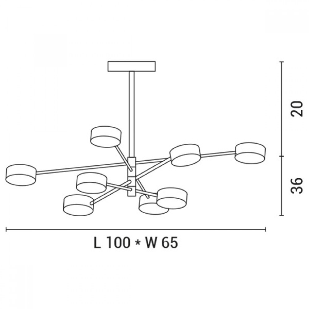 ΦΩΤΙΣΤΙΚΟ ΚΡΕΜΑΣΤΟ 8ΦΩΤΟ LED 96W 100X65X20 ΧΡΥΣΟ- EUROLAMP
