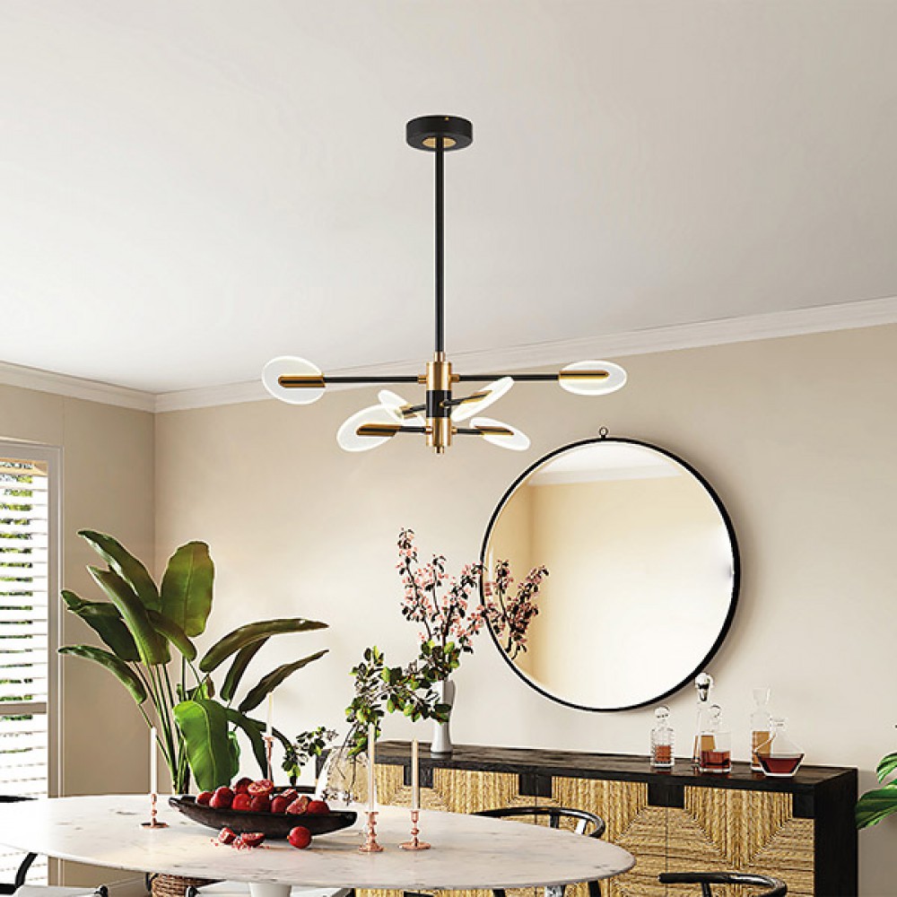 ΦΩΤΙΣΤΙΚΟ ΚΡΕΜΑΣΤΟ 6ΦΩΤΟ LED 42W 3CCT 88X65 ΜΑΥΡΟ/ΧΡΥΣΟ- EUROLAMP
