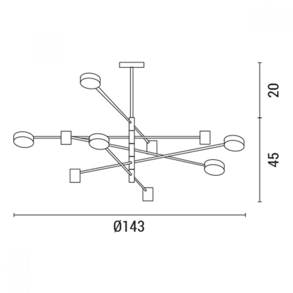 ΦΩΤΙΣΤΙΚΟ ΚΡΕΜΑΣΤΟ ΚΡΕΜΑΣΤΟ 8ΦΩΤΟ LED 60W 143X45 ΧΡΥΣΟ - EUROLAMP