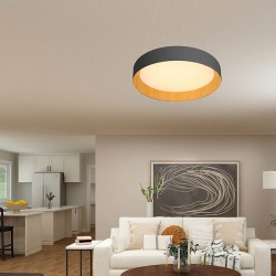ΦΩΤΙΣΤΙΚΟ ΚΡΕΜΑΣΤΟ ΣΤΡΟΓΓΥΛΟ LED 60W 3000Κ Φ60X11 ΜΑΥΡΟ/ΞΥΛΟ ΔΡΥΣ - EUROLAMP
