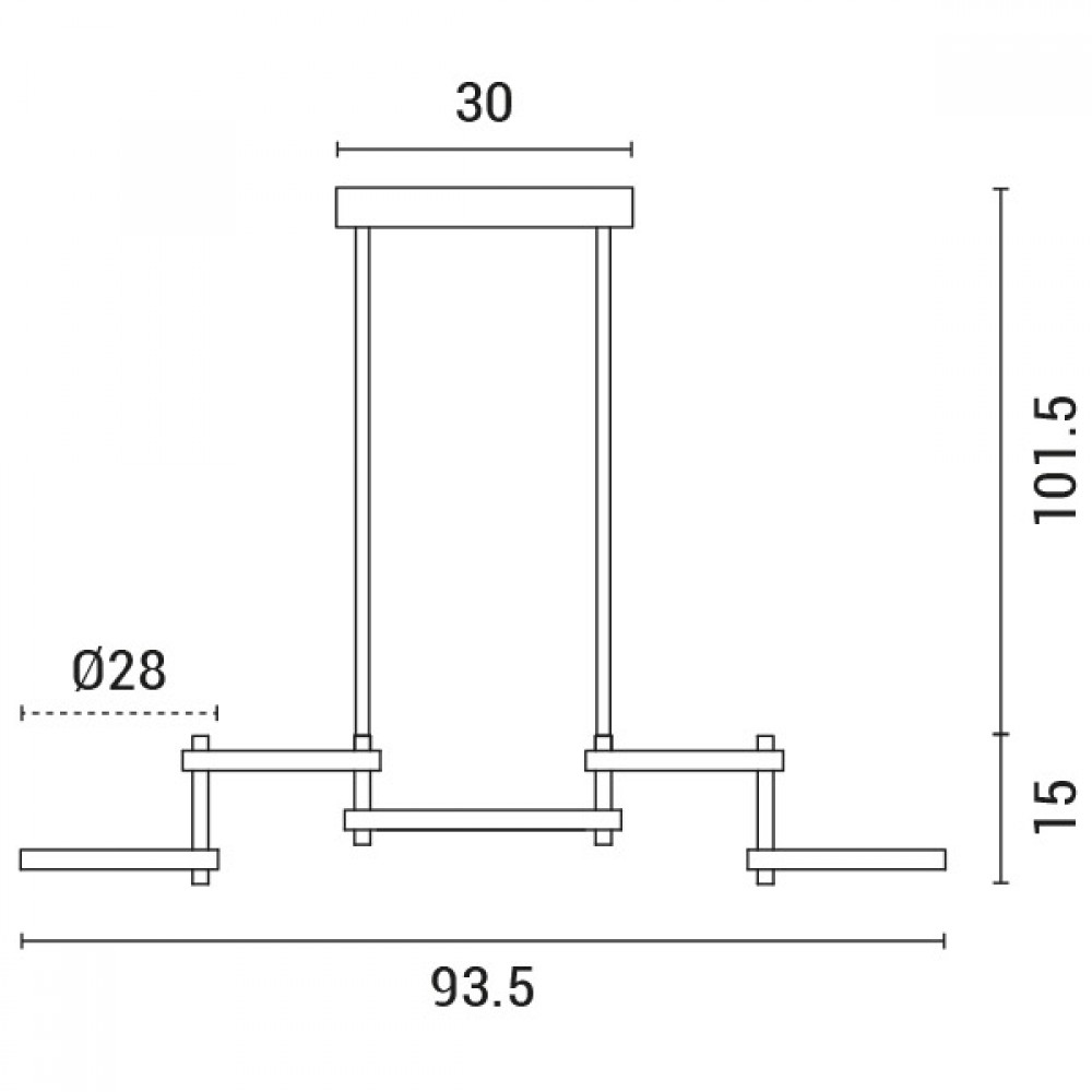 ΦΩΤΙΣΤΙΚΟ ΚΡΕΜΑΣΤΟ 5ΦΩΤΟ LED 48W 930X280X290 ΜΑΥΡΟ - EUROLAMP