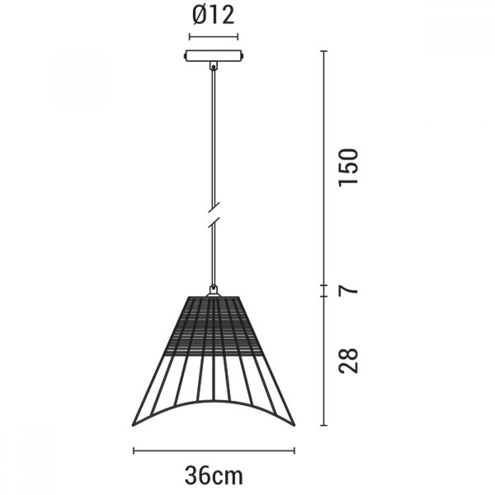 ΦΩΤΙΣΤΙΚΟ ΚΡΕΜΑΣΤΟ ΜΟΝΟΦΩΤΟ Ε27 MAX 40W D36*H28CM RATTAN - Eurolamp