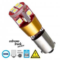 GloboStar® 81298 Λάμπα Φορτηγού BAx9S - H6W 3rd Generation Can-Bus Extreme Truck Series LED 12 SMD 3030 6W 900lm 360° DC 24-32V IP20 Ψυχρό Λευκό 6000K