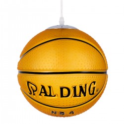 GloboStar® SPALDING NBA 00649 Παιδικό Κρεμαστό Φωτιστικό Μπάλα Μονόφωτο 1 x E27 IP20 Πορτοκαλί & Μαύρο Γυαλί - Μ25 x Π25 x Υ25cm